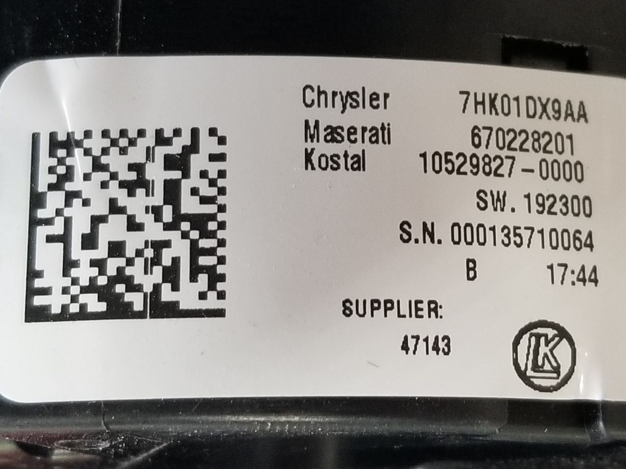 22 2022 MASERATI LEVANTE STEERING COLUMN SWITCH 670228201