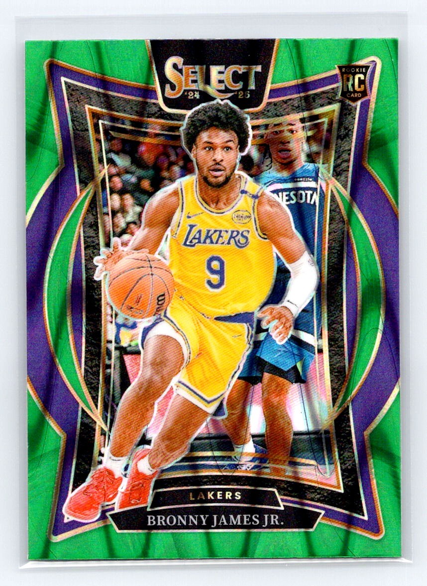 2024-25 Panini Select #90 Bronny James Jr. Green Tectonic Prizm RC Lakers