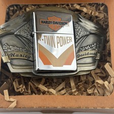 1996 Harley Davidson / Zippo V-Twin Belt Buckle Combo Vintage Made In USA