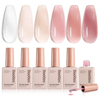 Beetles Gel Polish Whispers of Love 6 Colors Jelly Set Milky White Nude Pink