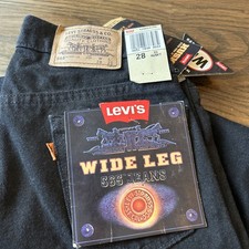 Levis 565 Wide Leg Black Orange Tab 90s USA Made Vintage Youth Size 28x21 New