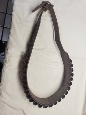12GA Leather Shotgun Belt / Bandolier Ammo Carrier Shell Holder - Made in USA XL