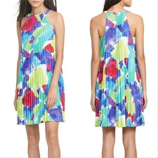 New! RALPH LAUREN ~Size 14~ Abstract Accordion Pleat A-Line Dress Retail $165