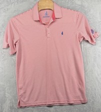 Johnnie-O Hangin Prep-Formance Pink Striped Polo Golf Shirt Men s Size L