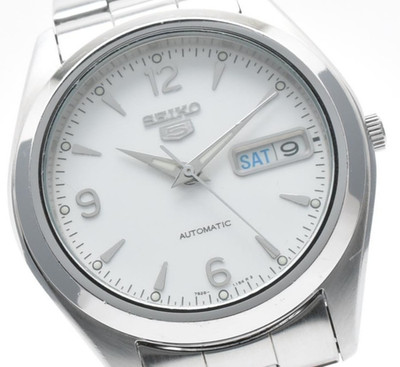 【MINT MINT】  SEIKO 5 7S26-0440 Day Date Silver Automatic 37mm Men's Watch