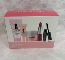 Clinique Gift Set Moisture Surge SPF 28 Cleanser Mascara Lipstick Travel Size