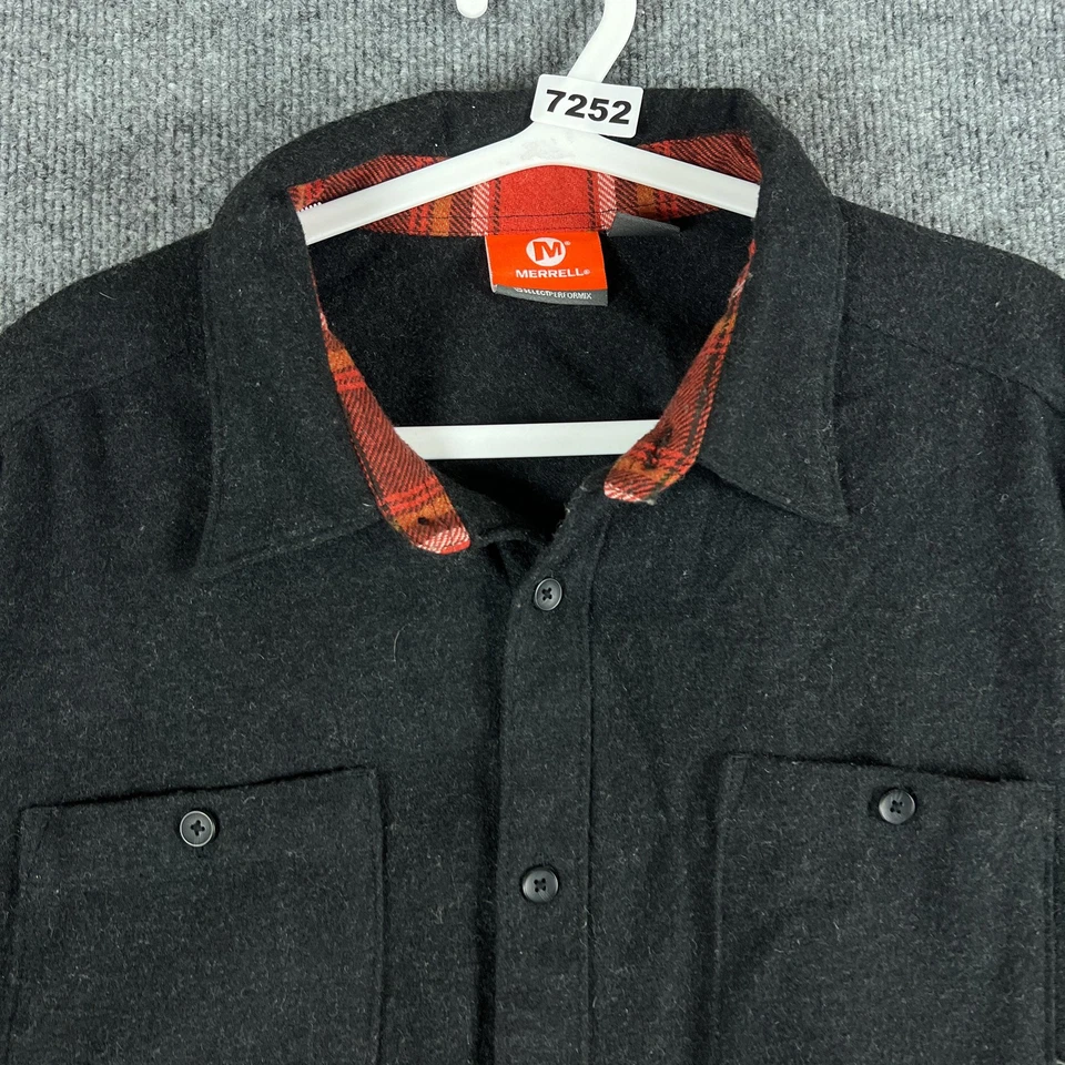 Merrell Shirt Mens Extra Large Black Wool Blend Button Front Two Pocket Outdoor - Image 2 of 4