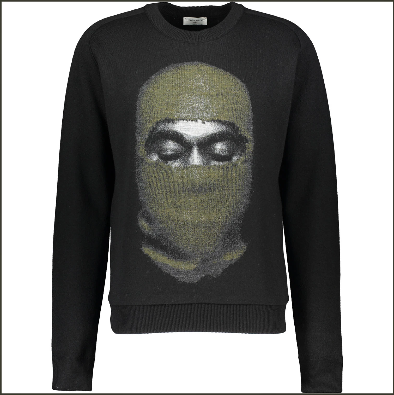 Ih Nom Uh Nit Black Knitted Balaclava Mask Jacquard Graphic Jumper Size XS