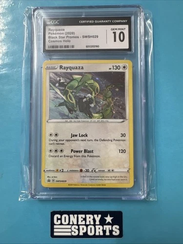 2020 POKEMON Rayquaza SWSH029 Black Star Promo Cosmos Holo CGC 10 GEM MINT