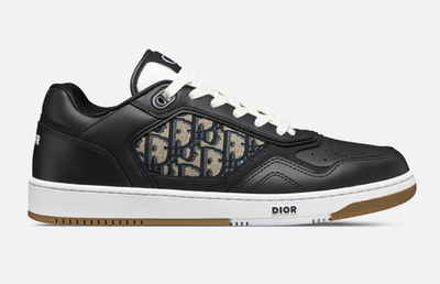 Dior Mens B27 Uptown Black Leather Oblique Low Top Flat Trainer