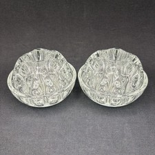 Set Of 2 Vintage Reims French Glass Flower Frogs 19 Holes Dome 4.5 x 3.25