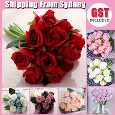 12 Heads Silk Rose Artificial Flowers Fake Bouquet Buch Home Wedding Party Decor