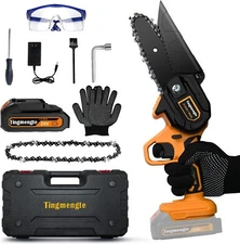 4 Inch Cordless Mini Chainsaw, Battery Operated with 24V 10000mAh Rechargeable