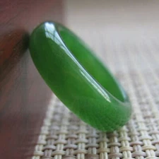 Mens Womens Natural Genuine Real Green Jade Band Ring Size 17 - 23mm