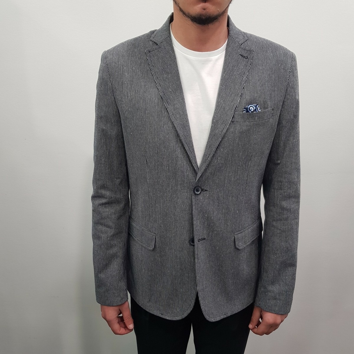 Giacca UOMO fantasia rigata misto cotone 