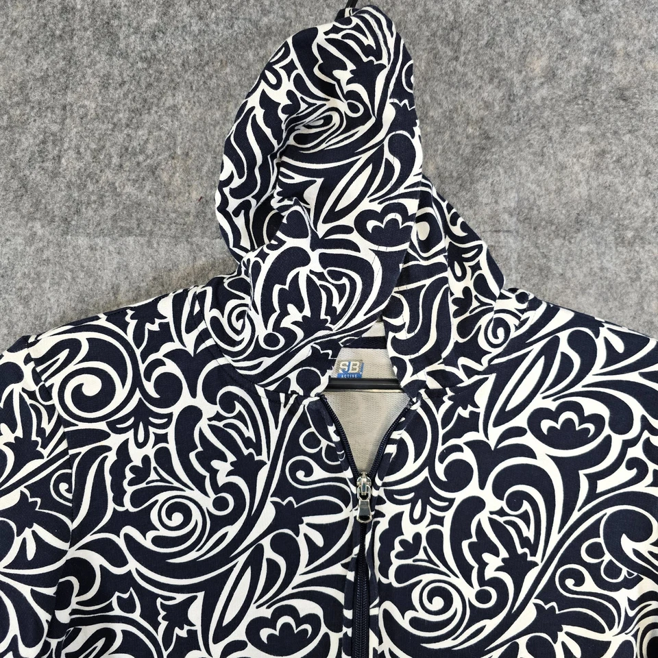 Sudadera con Capucha SJB Active para Mujer Grande Azul Blanco Tejido Remolino Bolsillos con Cremallera Completa Cómoda Foto 3 de 4