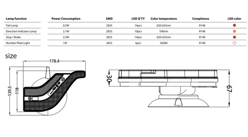 Rückleuchten Heckleuchte Fly Eagle-Anhängerlicht LED 12V 24V Kabelloses Traktor - Bild 3 von 13