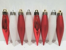 8 Christmas Peppermint Candy Cane Red White Plastic 3.5" Tree Ornaments Decor