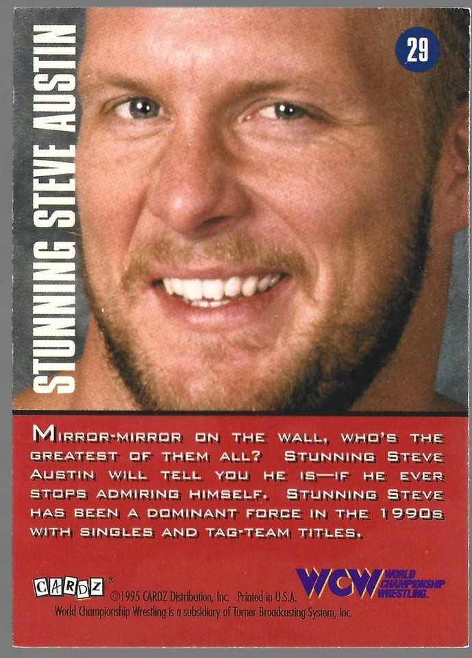 STUNNING STEVE AUSTIN 1995 WCW MAIN EVENT ROOKIE CARD WWE Stone Cold ...