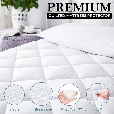 INSPIREHOMEWARE Extra Deep Quilted Mattress Protector 30CM Topper Fitted Sheet Cover All UK Size