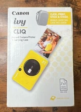 Canon ivy Cliq Instant Camera Printer, Yellow,new But Wont Charge ( Parts Only )