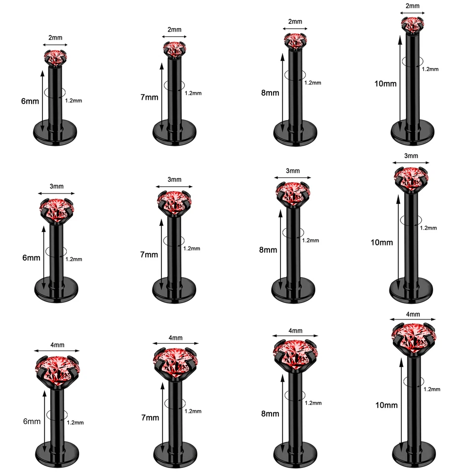 Pendientes Medusa Labret 12-15 piezas perno labial de acero inoxidable circonita cúbica hélice tragus Foto 3 de 4