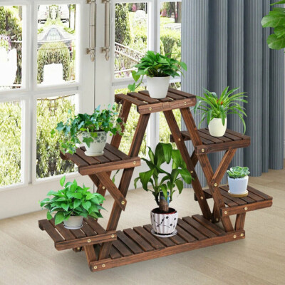 Premium Wood Plant Stand Flower Pot Holder Display Indoor Outdoor Window Room