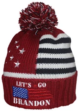 Best Winter Hats American Flag Beanie W/Embroidered Let's Go Brandon & Flag