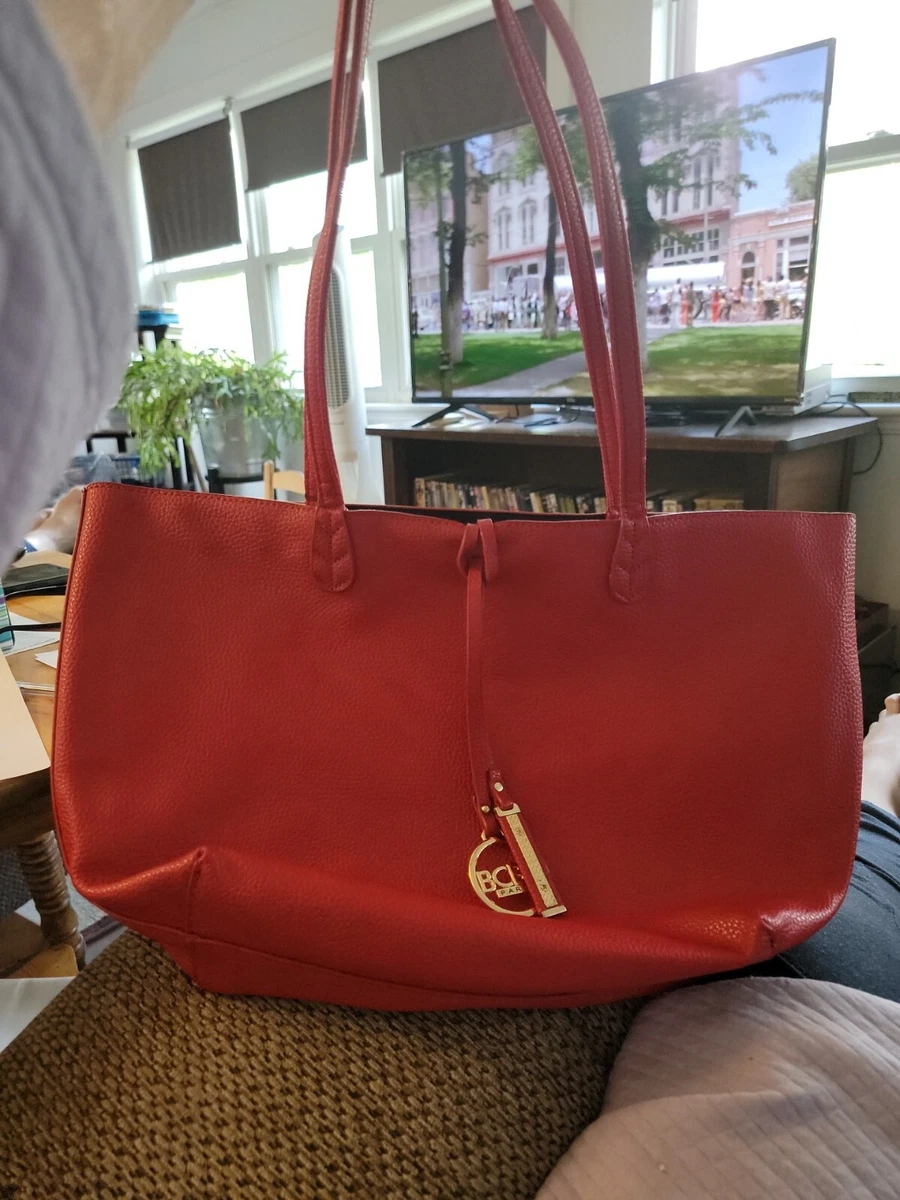 BCBG Maxazria Reversible TOTE BAG Red Black with Gold Logos eBay