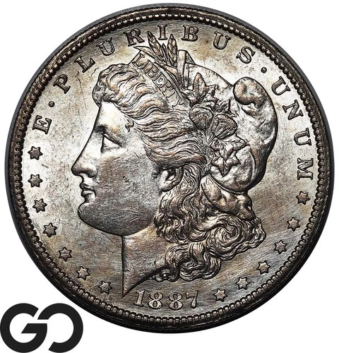 1887-S Morgan Silver Dollar Coin, Unc Details