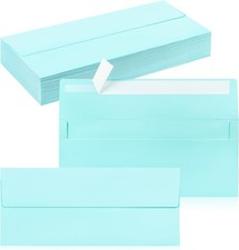 50 Pack 10 Business Envelopes, Self Seal Standard Light Blue Envelopes for Secu