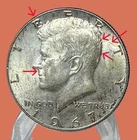 1967 Kennedy Half Dollar-with errors. 40% Silver -US 50c
