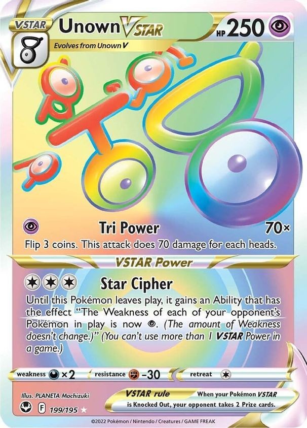 Unown VSTAR - 199/195 - Pokemon Silver Tempest Secret Rare Card NM