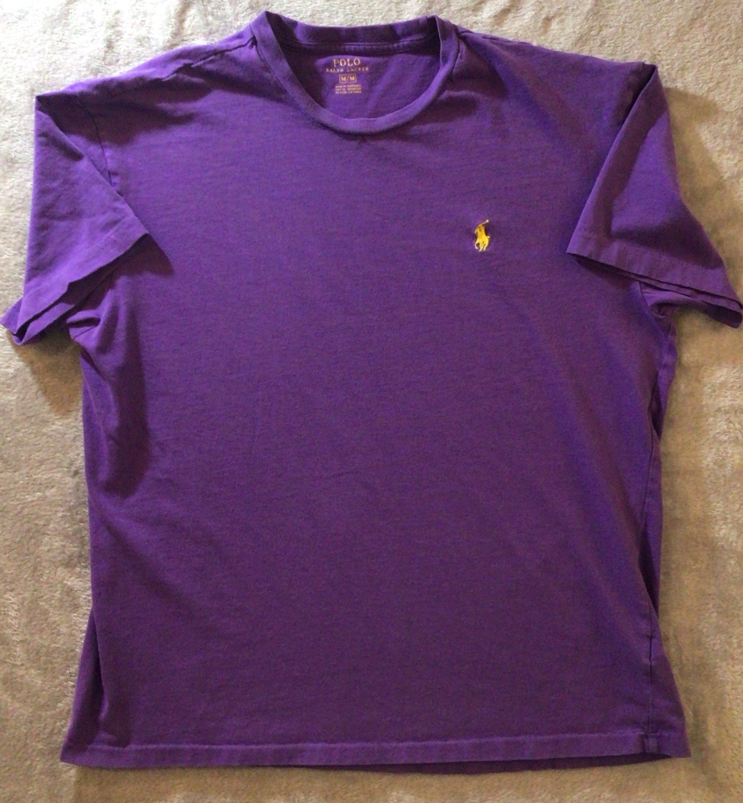 Polo Ralph Lauren vintage camicia uomo M viola punto singolo anni 90 giallo logo pony