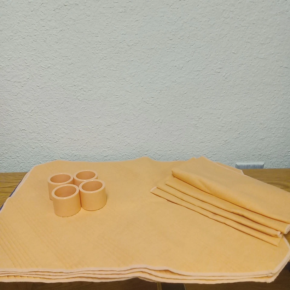 Place Setting for 4 Linens Kitchen INCLUDES 4 placemats 4 napkins 4 rings PEACH - Image 2 of 4