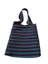 ZIPIT  Big Tote Bag one long zipper high quality convenient storage Blue Maroon