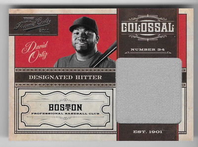 DAVID ORTIZ 2011 PLAYOFF PRIME CUTS GAME-WORN JERSEY CARD #34/49!  UNIFORM #34!