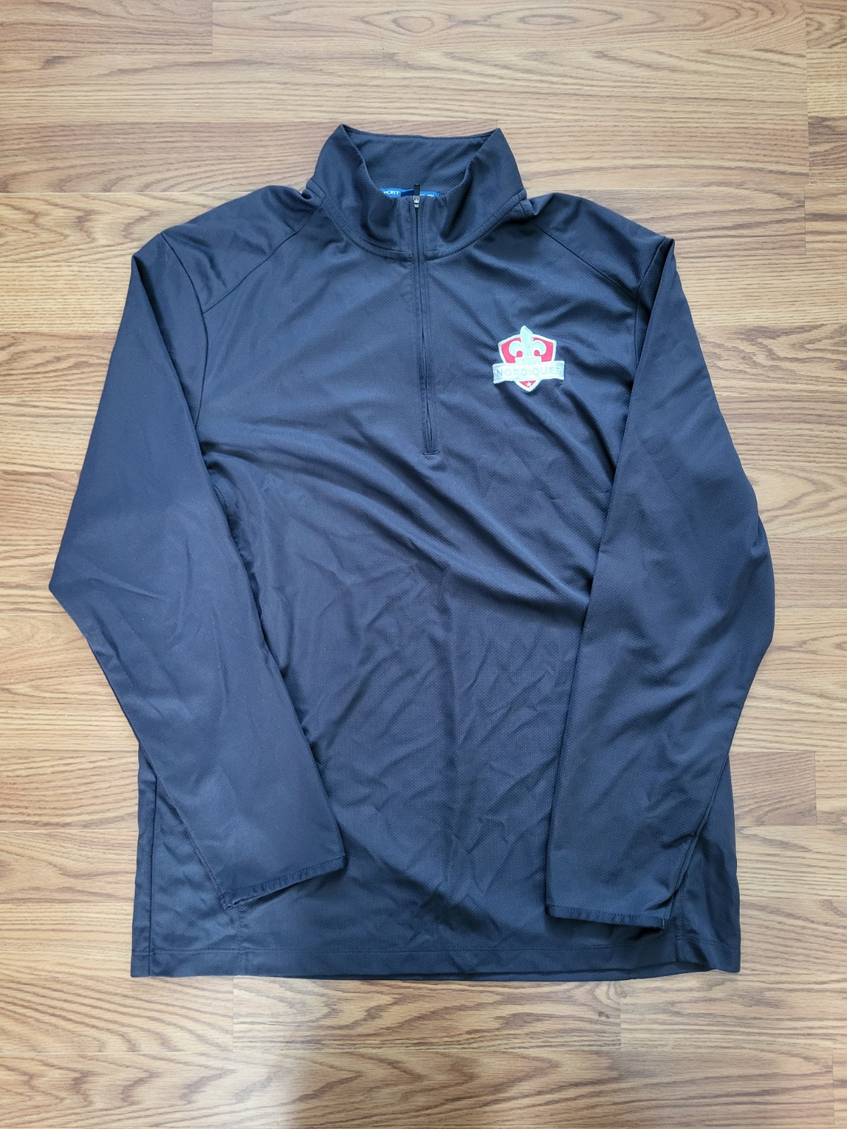 Maine Nordiques Long Sleeve 1/4 Zip Blue Sz XL Mens Shirt Embr...