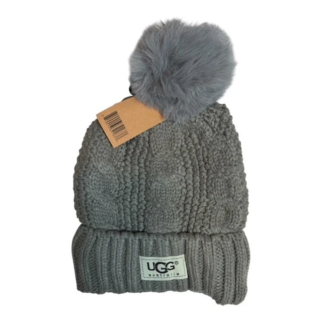 NWT UGG Light Gray Knit Beanie with Pom-Pom Ugg Women main image 4