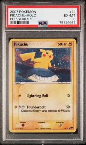 Pikachu Holo 2007 Pokemon Pop Series 5 #12 PSA 6 | CORRECTED BACK + HOLO BLEED