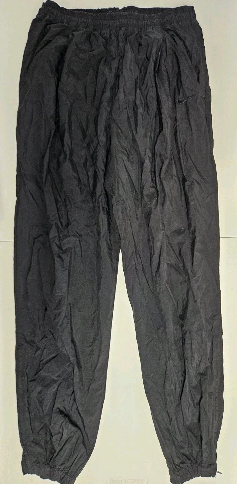 Vintage Nike Nylon Track Rain Pants Men's Large Black Mesh Windbreaker