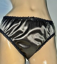 NEW Glossy 2nd Skin Satin Hi Cut Metallic Bikini Brief Panties SILKY Knickers XL