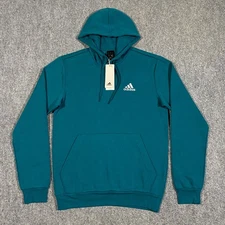 Adidas Essential Feel Cozy Fleece Hoodie Adult Small S Teal Blue White Trefoil