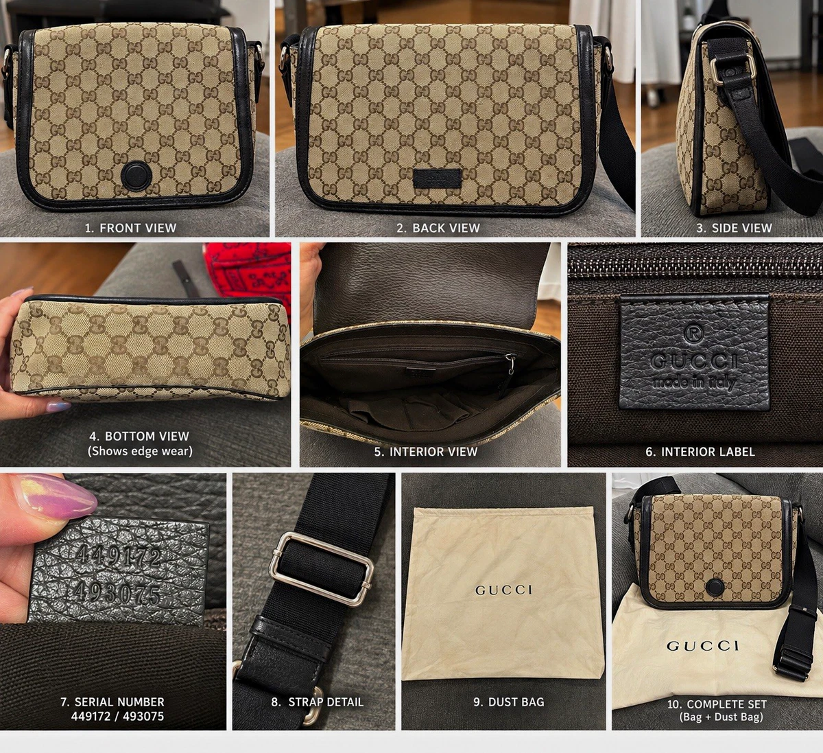 バッグ GUCCI GG PATTERN CANVAS LEATHER BODY BAG Gucci Canvas Exterior Small Bags & Handbags for Women for sale | eBay