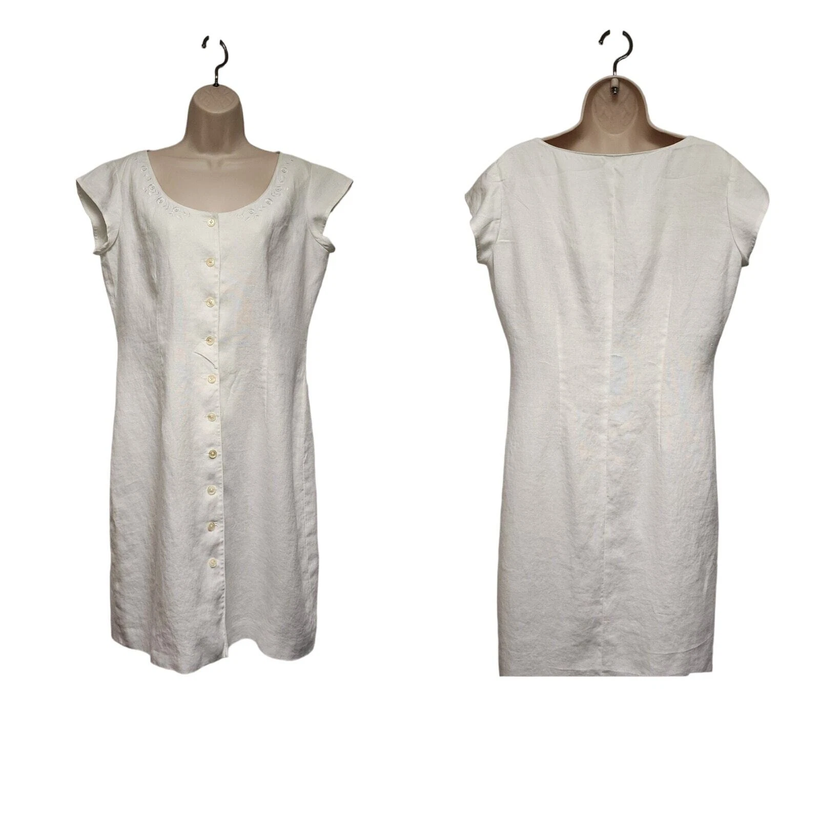 OFF WHITE Ralph Lauren vintage bottoni ricamo davanti scollo accento colore bianco sporco 10 nuovo con etichette