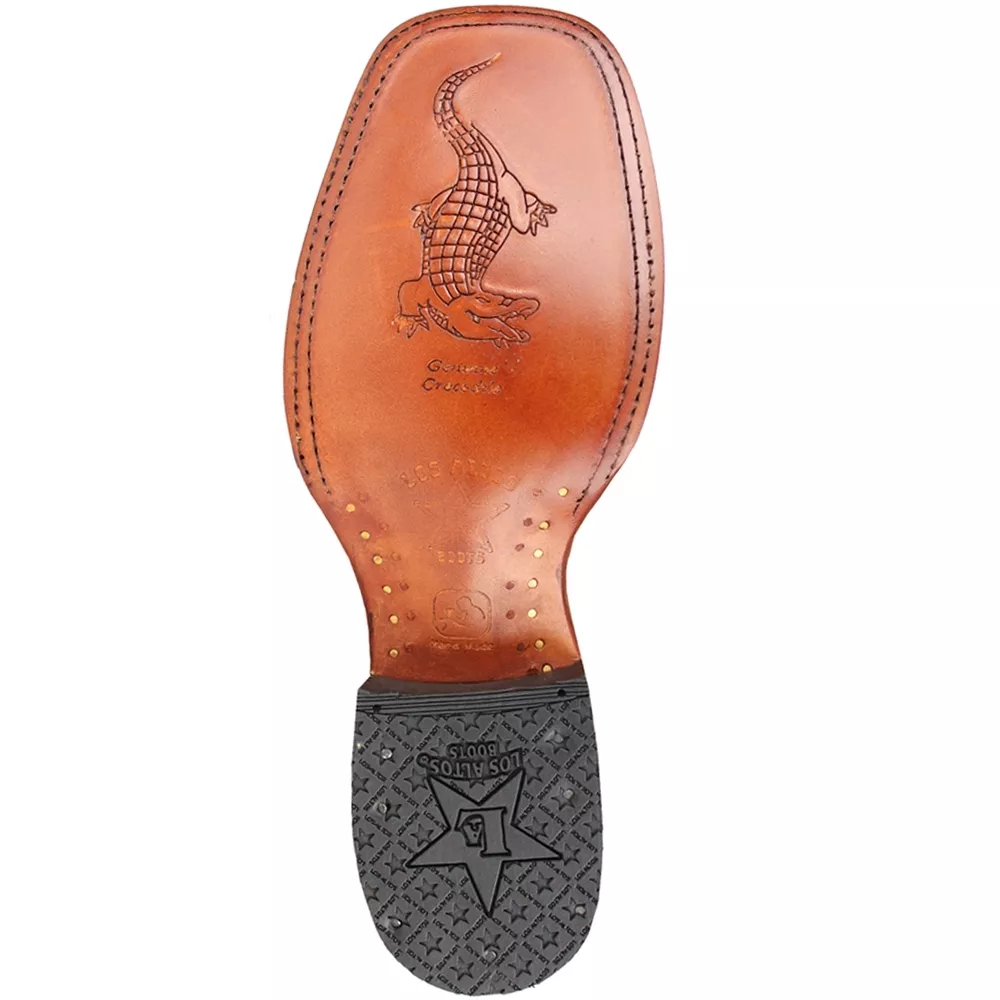 LOS ALTOS BLACK GENUINE CROCODILE CAIMAN SQUARE TOE WESTERN COWBOY BOOT EE