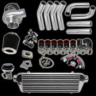 BLACK UNIVERSAL 7PSI UPGRADE T3/T4 TURBO TURBOCHARGER KIT AR .63 STAGE 3 350HP