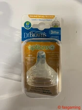 NEW Dr. Brown's BPA Free Breast-Like Wide Neck Bottle Nipple 3+ Month - 2 Pack