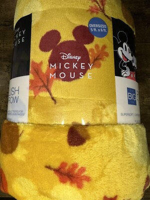 NEW DISNEY MICKEY MOUSE FALL- KOHLS THE BIG ONE- PLUSH THROW BLANKET ...