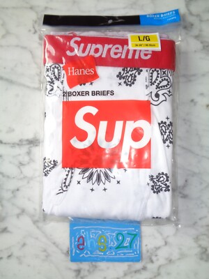 Supreme NYC Hanes pack 2 Boxer White Bandana Large New FW22A59 | eBay
